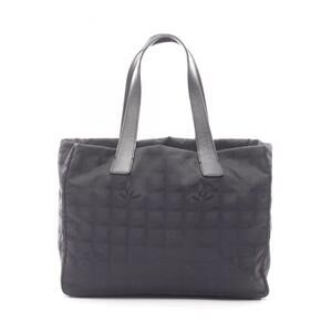 Chanel New Travel Line MM Tote Bag Handbag Leather Nylon Canvas Women's Black...